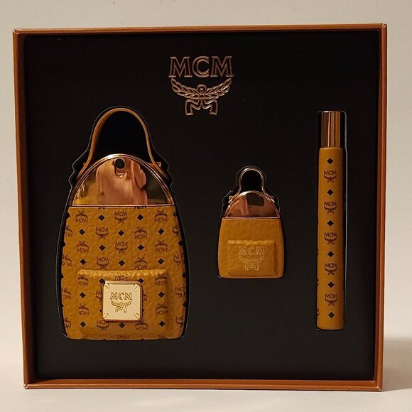 Michael Cromer Munich MCM Gift Set 3 Piece Roller Ball BNIP Cognac Viseto laurel - Picture 2 of 10